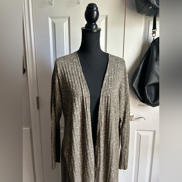 french laundry sage green minimalist lightweight open front duster cardigan - Picture 2 of 6